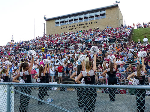 The home side of Jack Armstrong Stadium is pictured above during a 21-20 win for the Oak Ridge Wildcats over Hardin Valley on Blankenship Field on Friday, Aug. 18, 2017. (Photo by John Huotari/Oak Ridge Today)