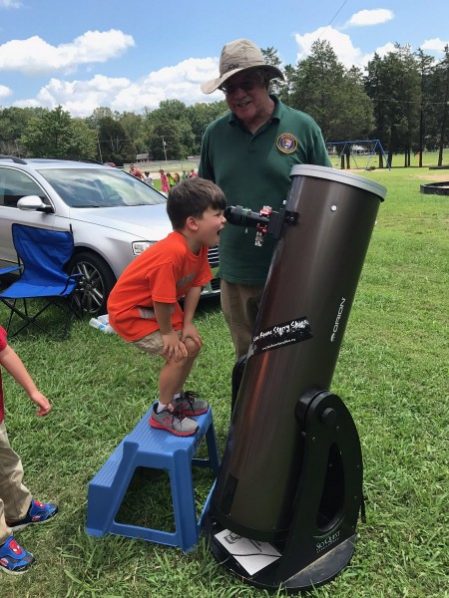 Glenwood Elementary School students worked with OBED Park Rangers and practiced safe use of a telescope for viewing during the total solar eclipse on Monday, Aug. 21, 2017. (Photo courtesy Oak Ridge Schools) 