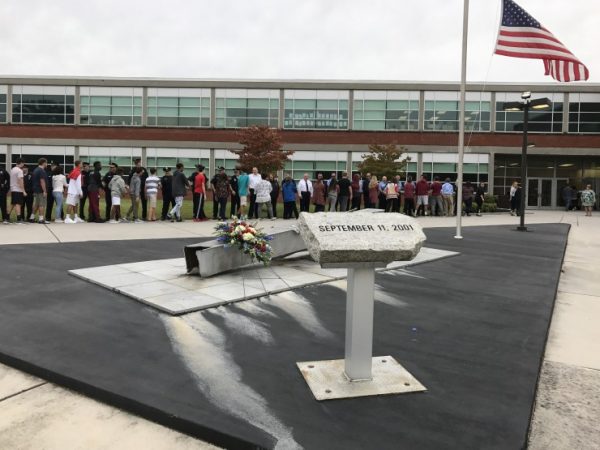 The 9/11 Memorial at Oak Ridge High School is pictured above on Sept. 11, 2017. (Photo courtesy Oak Ridge Schools)