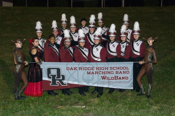 Seniors in the 2017 Oak Ridge High School Wildcat Marching Band are pictured above with a new banner. (Photo courtesy Merny Hughey)
