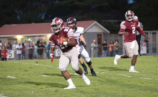 Oak Ridge sophomore Tyrell Romano (21) runs against West at home on Blankenship Field on Friday, Sept. 15, 2017. (Photo by Luther Simmons)