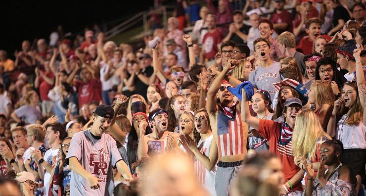 The Oak Ridge student section is pictured above at Jack Armstrong Stadium during the game at home against West on Friday, Sept. 15, 2017. (Photo by Luther Simmons)