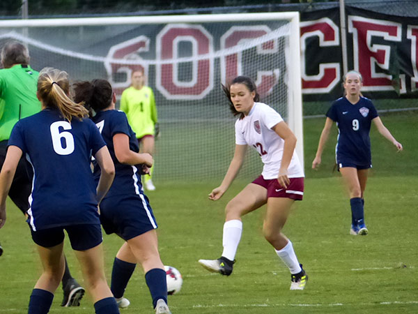 Pictured above during a 2-1 win over West at Oak Ridge High School on Tuesday, Sept. 12, 2017, is freshman Lilah Brown (12). (Photo by John Huotari/Oak Ridge Today)