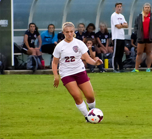 Pictured above during a 2-1 win over West at Oak Ridge High School on Tuesday, Sept. 12, 2017, is freshman Taylor Del Toro (22). (Photo by John Huotari/Oak Ridge Today)