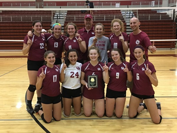 Oak Ridge High School won the Early Bird Tournament Silver Bracket the weekend of Aug. 25-26, 2017. The championship game, which they won in two sets (26-24, 25-22), was against GPS out of Chattanooga. The Lady Wildcats were 8 and 1 in the tournament. (Photo courtesy Cathy Lawless)