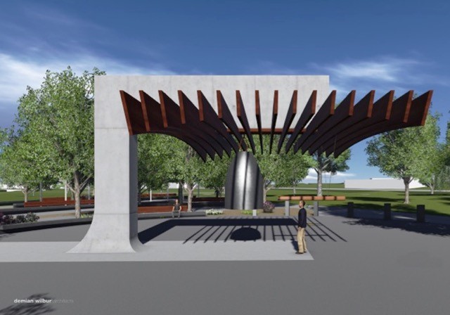 The new Peace Pavilion for the International Friendship Bell at Alvin K. Bissell Park will feature a cantilever design. (Submitted image)