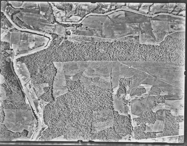 A 1942 aerial view of the Highland peach orchard. (Photo courtesy DOE/UCOR/Steve Goodpasture)