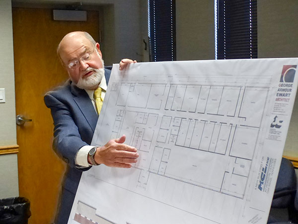 Barry Stephenson, president and chief executive officer of MCLinc, discusses the analytical testing laboratory's plan to build a 29,000-square-foot building at Horizon Center during an Oak Ridge Industrial Development Board meeting on Monday, Oct. 2, 2017. (Photo by John Huotari/Oak Ridge Today)