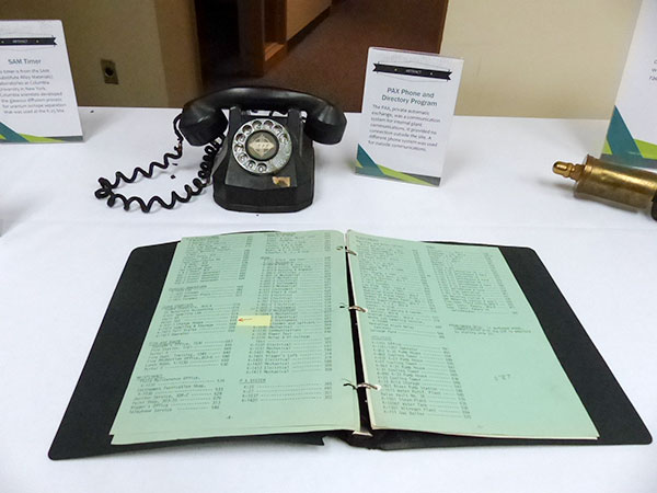 A phone and directory program are pictured above at the K-25 History Center on Thursday, Oct. 19, 2017. (Photo by John Huotari/Oak Ridge Today)