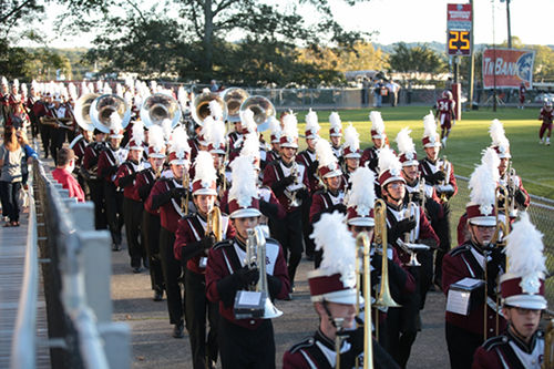 The Oak Ridge High School WildBand enters Jack Armstrong Stadium during the football game against Karns on Blankenship Field on Friday, Sept. 29, 2017. (Photo by Luther Simmons)