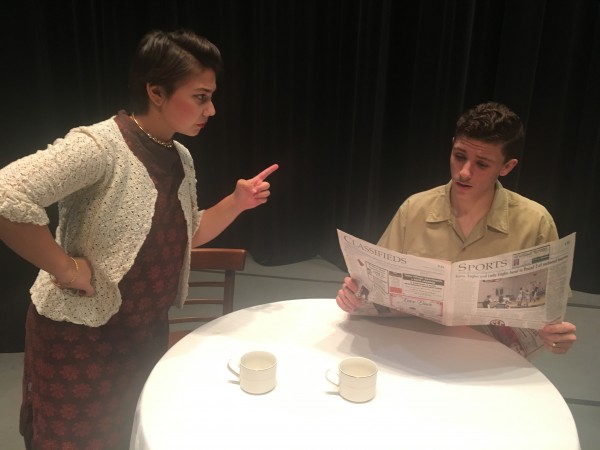 Senior Lilly Laverdure is pictured above as Lucille Turpin fussing at her husband, Ray Bud Turpin, portrayed by junior Dillon Nowatchik, in the Oak Ridge High School Masquers' production of the Southern comedy "Dearly Department." (Submitted photo)