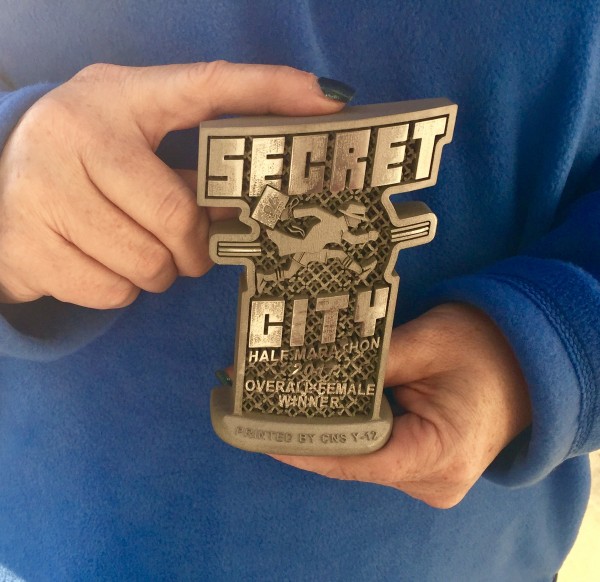 CNS Y-12 provided the top eight awards for the Secret City Half Marathon in Oak Ridge on Saturday, Nov. 18, 2017. The stainless steel awards have been created using 3D printing technology and are one-of-a-kind. (Submitted photo)