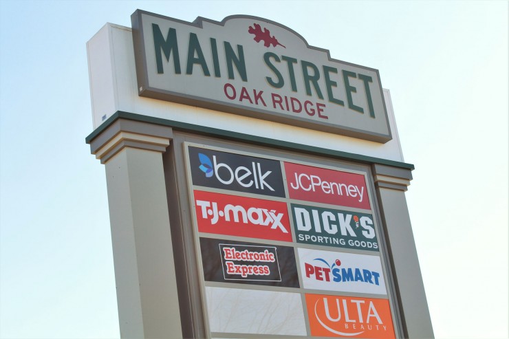 A sign showing some of the stores at Main Street Oak Ridge is pictured above. (Photo by City of Oak Ridge) 