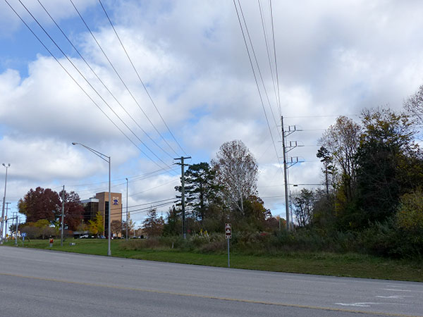 Existing power lines are pictured on the north side of Pine Ridge across Scarboro Road from the Y-12 National Security Complex on Thursday, Nov. 9, 2017. (Photo by John Huotari/Oak Ridge Today)