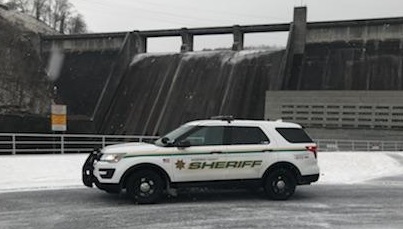 A view of an Anderson County Sheriff's Department vehicle at Norris Dam on Tuesday, Jan. 16, 2018. (Photo by Anderson County Sheriff's Department)