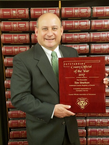 Anderson County Register of Deeds Tim Shelton was named Outstanding County Official of the Year in 2017 by the County Officials Association of Tennessee. (Submitted photo)