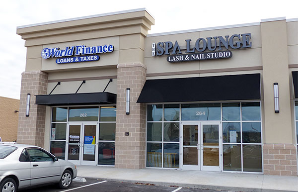 Pictured above on Friday, Jan. 5, 2018, are two new businesses at Main Street Oak Ridge: World Finance Loans & Taxes and The Spa Lounge Lash & Nail Studio. (Photo by John Huotari/Oak Ridge Today)
