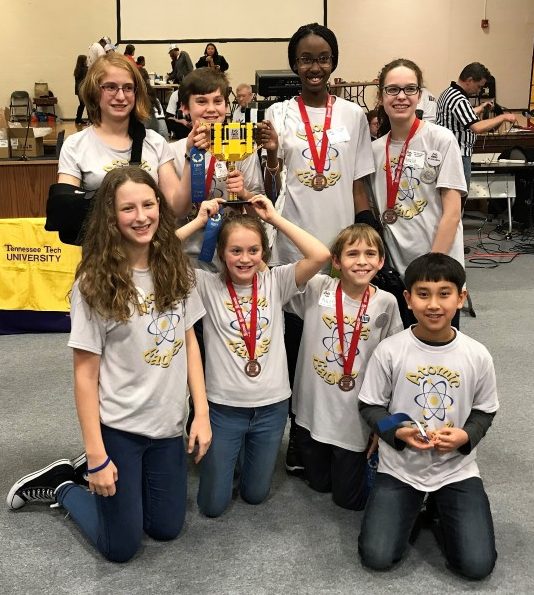 Three robotics teams from Jefferson Middle School competed in the FIRST Lego League East Tennessee State Championship at Tennessee Technological University in Cookeville on February 10. The Atomic Eagles qualified to represent Jefferson Middle School and Tennessee at the FIRST LEGO World Championships in Houston this month. (Submitted photo)