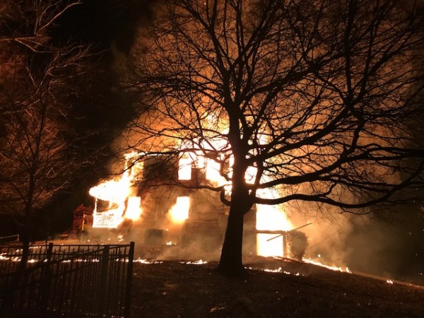 Smoke alarms helped four people escape from a fire that destroyed a two-story home just west of Clinton on Tuesday morning, Jan. 30, 2018, authorities said. The fire was reported at about 6 a.m. Tuesday at 1604 Hidden Hills Drive, just north of State Route 61 between Oak Ridge and Clinton. (Photo by Bill Gallaher)