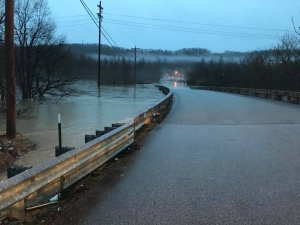 Flooding has closed several roads in Oliver Springs and Arrowhead Park. The closures were announced Sunday morning, Feb. 11, 2018, by the Oliver Springs Police Department. (Photo courtesy Oliver Springs Police Department)