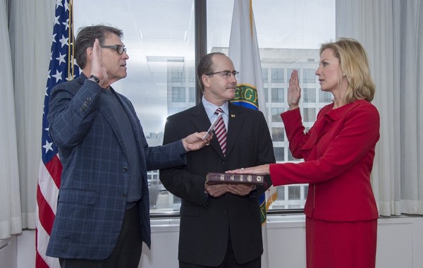 Lisa E. Gordon-Hagerty is sworn in by Energy Secretary Rick Perry as the U.S. Department of Energyâ€™s under secretary for nuclear security and administrator of the National Nuclear Security Administration on Thursday, Feb. 23, 2018. (Photo by NNSA)