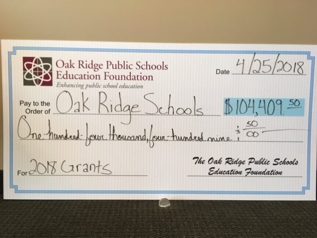 The Oak Ridge Public Schools Education Foundation will award more than $104,000 in grants to Oak Ridge teachers at a ceremony on Wednesday, April 25, 2018. (Submitted photo)