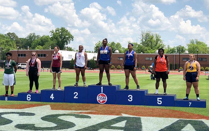 Oak Ridge junior Erin Van Berkel finished fourth in the girls discus at the state track and field meet in Murfreesboro on Thursday, May 24, 2018. (Photo courtesy Tom Sauer)
