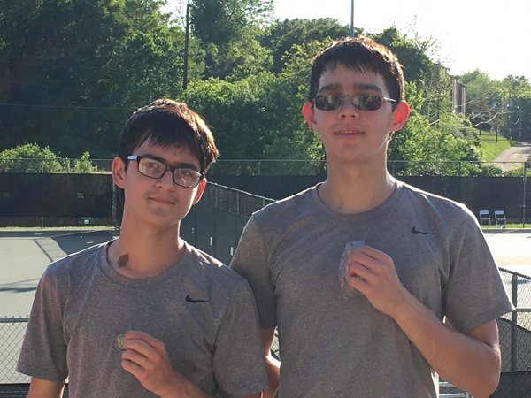 Pictured are Oak Ridge Wildcat brothers Ethan and Andrew Brady, who will play the number one-seeded Bearden doubles team of Grayson Marlow and James Eaves in a regional semifinal on Monday afternoon, May 14, 2018, at Tyson Park in Knoxville. (Submitted photo)