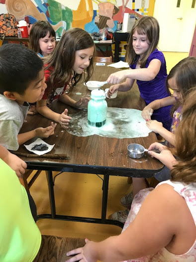 Children enjoy making slimy concoctions during Junior Wizarding Summer Camp last year (2017) at the Children’s Museum of Oak Ridge. (Submitted photo)