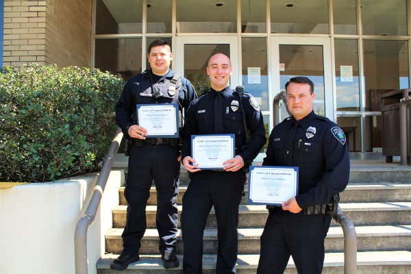 Oak Ridge Police Department Officers Buckner, Lewis, and Phillips received letters of commendation during the Peace Officers Memorial Day Ceremony in May 2017. (Photo courtesy City of Oak Ridge)