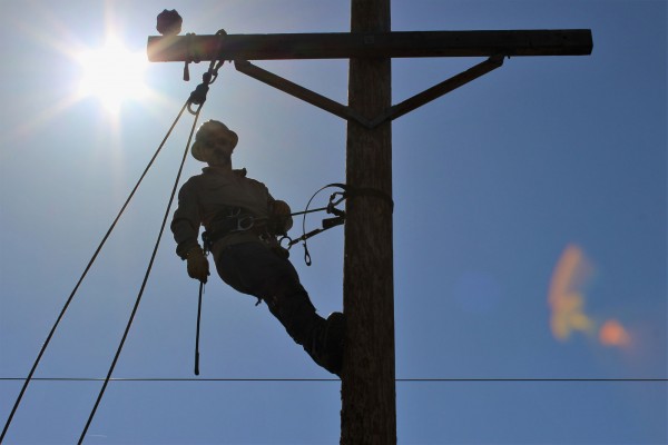 Oak Ridge Electric Department worker on a utility pole. (Photo courtesy City of Oak Ridge)