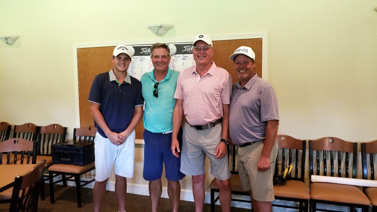 Members of the first-place team at the recent golf tournament to raise funds to support the Roane State men’s and women’s golf teams that are now being organized are, from left, Tanner Pugh, Doug Entz, Randy Button, and Tim Pugh. (Photo courtesy Roane State Community College)