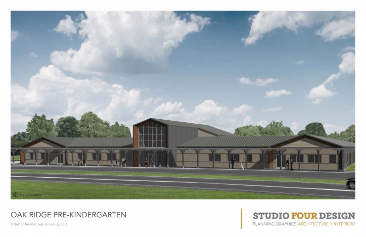 An image showing what the Oak Ridge Schools Preschool could look like in Scarboro Park. (Image courtesy City of Oak Ridge and Studio Four Design)