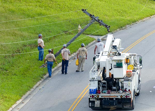 A motorcyclist was flown to a Knoxville hospital in a medical helicopter with what were described as serious injuries after crashing into a power pole on West Outer Drive on Wednesday morning, Aug. 8, 2018. authorities said. (Photo by John Huotari/Oak Ridge Today)