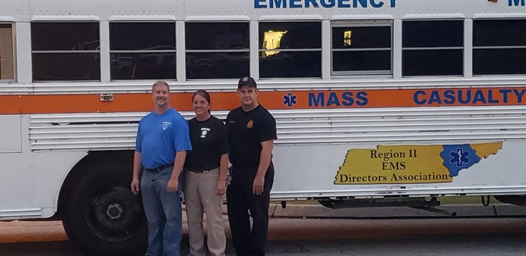 Anderson County EMS and Knoxville Fire Department representing State of Tennessee EMS (Emergency Management Services) Region 2 and headed to Charleston, S.C., on Monday, Sept. 10, 2018, to help with Hurricane Florence. Pictured above Scott Prosise and Bobbi Jo Henderson of Anderson County EMS, and Brian Buchanan of KFD. (Photo by Anderson County EMS)
