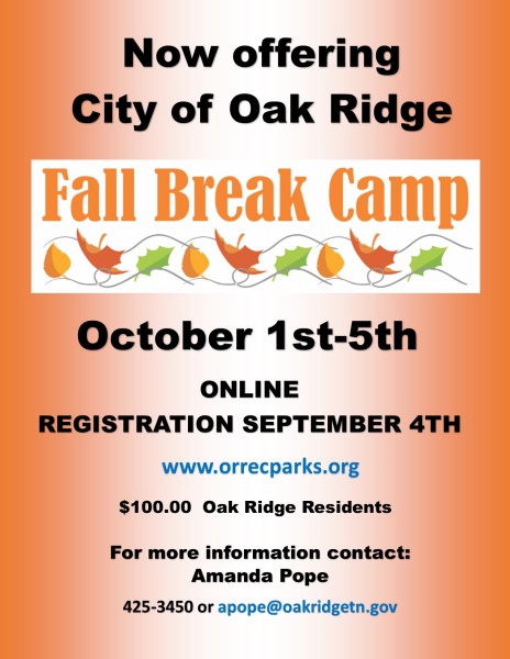 Fall Break Camp Flyer 2018
