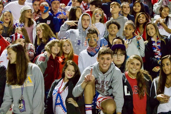 The Oak Ridge student section is pictured above during a 54-28 win at Clinton on Friday, Oct. 12, 2018. (Photo by Barry Houchin)