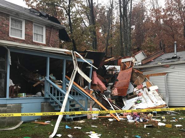 A homeowner received minor injuries during a gas explosion on Hidden Hills Drive in Marlow early Monday, Nov. 12, 2018. (Photo courtesy Anderson County Sheriff's Department)