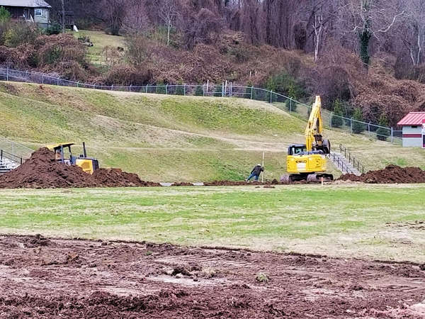 A contractor has delivered equipment and started the excavation process at Blankenship Field, which will be converted from grass to synthetic turf. Contractors anticipate that installation of the turf will be complete by April 30, 2019, in time for Oak Ridge High School’s graduation. (Photo courtesy City of Oak Ridge)
