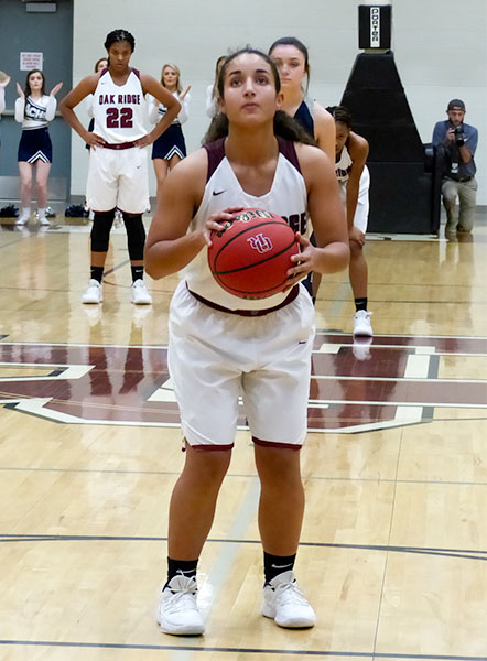 Oak Ridge junior Bri Dunbar (12) is pictured above shooting a free throw during a 65-30 win over Anderson County at Wildcat Arena on Friday, Dec. 14, 2018. (Photo by John Huotari/Oak Ridge Today)