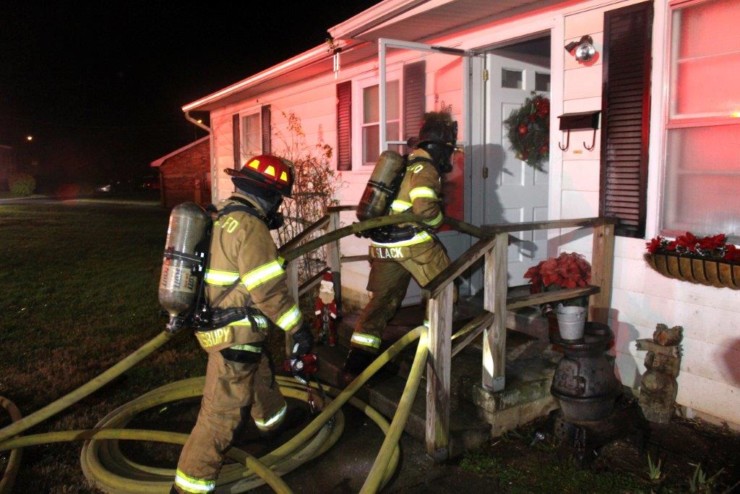 An Oak Ridge family, including two children, were able to escape safely when a kitchen fire spread to an attic on Bunker Lane on Wednesday night, Jan. 2, 2019, firefighters said. (Photo by Tom Scott/Oak Ridge Fire Department)