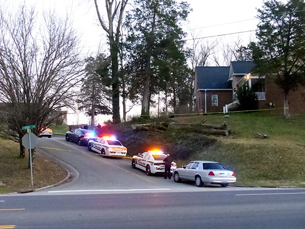 A 61-year-old Clinton man was injured in a shooting on Lee Lane on Wednesday afternoon, Dec. 26, 2018, police said, after he reportedly came on to his sonâ€™s property with a loaded gun and fired several shots toward the house, at right above, reportedly over the positioning of a floodlight. The son exited his home and returned fire, striking his father once in the buttocks, police said. (Photo by John Huotari/Oak Ridge Today)