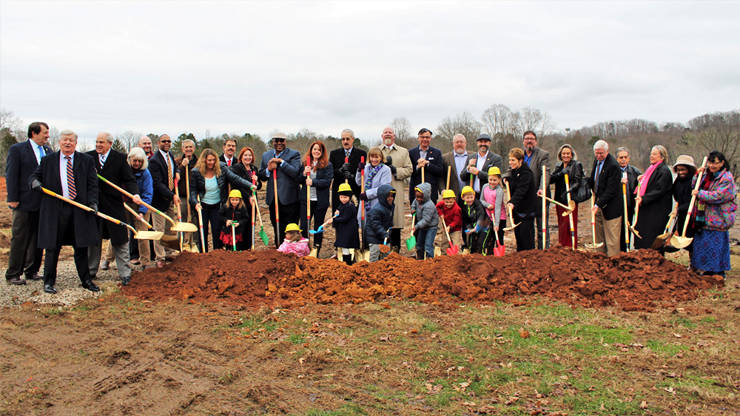 The City of Oak Ridge held ceremonial groundbreakings on Monday, Jan. 14, 2019, to celebrate the start of two major projects: the new Oak Ridge Preschool, pictured above, with Scarboro Park improvements and the new Oak Ridge Senior Center. Construction activity is already under way at both sites, and the buildings are slated for completion later this year. (Photo courtesy City of Oak Ridge)