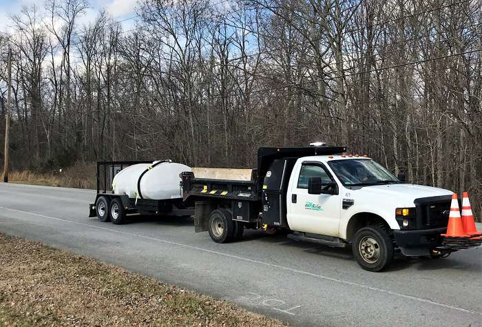 The Oak Ridge Public Works Department said snow plows are ready if needed, and crews put brine on the roads on Monday, Jan. 28, 2019, in an effort to reduce impacts on driving conditions from the winter weather forecast to start overnight Monday and continuing into Tuesday morning. (Photo courtesy City of Oak Ridge)
