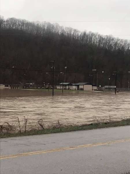Flooding is pictured above at Arrowhead Park in Oliver Springs on Saturday, Feb. 23, 2019. (Photo by Molly Brewer)