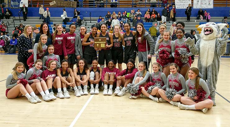 The Oak Ridge Lady Wildcats won their fourth straight district basketball championship with a 47-40 win over Campbell County at Karns on Tuesday, Feb. 19, 2019. (Photo by John Huotari/Oak Ridge Today)