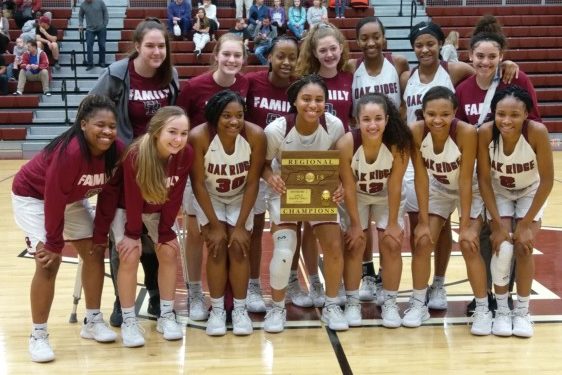 The Oak Ridge Lady Wildcats won the Region 2-AAA championship with a 53-50 win over Maryville at Wildcat Arena on Wednesday, Feb. 27, 2019, with a three-point shot at the buzzer by senior Jada Guinn. (Photo by John Huotari/Oak Ridge Today)