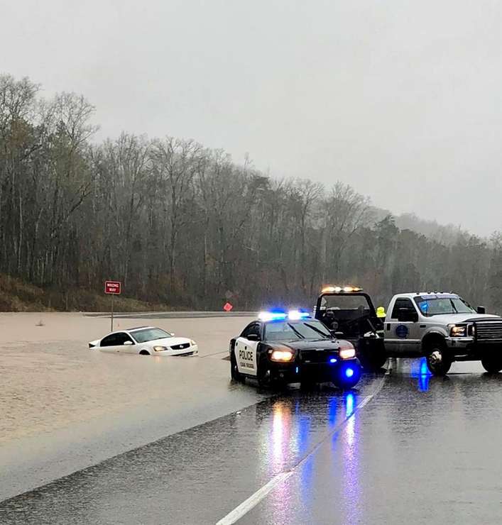 The Oak Ridge Police Department had a water rescue at a partially submerged vehicle in west Oak Ridge on Saturday, Feb. 23, 2019, the Oak Ridge Fire Department said. (Photo courtesy ORFD)