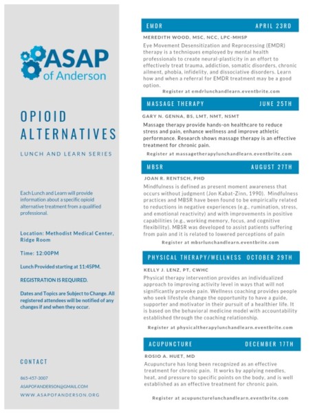 ASAP of Anderson Opioid Alternatives Lunch and Learn 2019